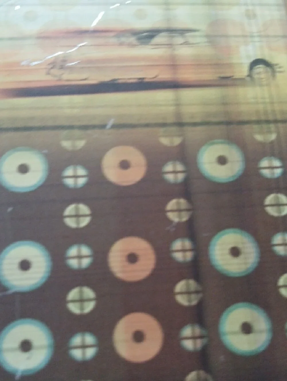 Fossil Retro Geometric Tablet Tin in Orange, Blue, Brown & Cream With Lid 6x5x2